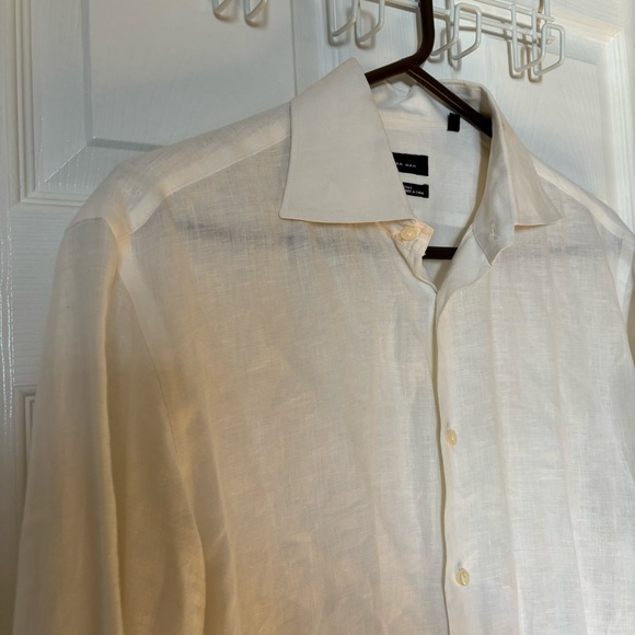 Men’s white collared shirt 100% linen - Picture 4 of 8